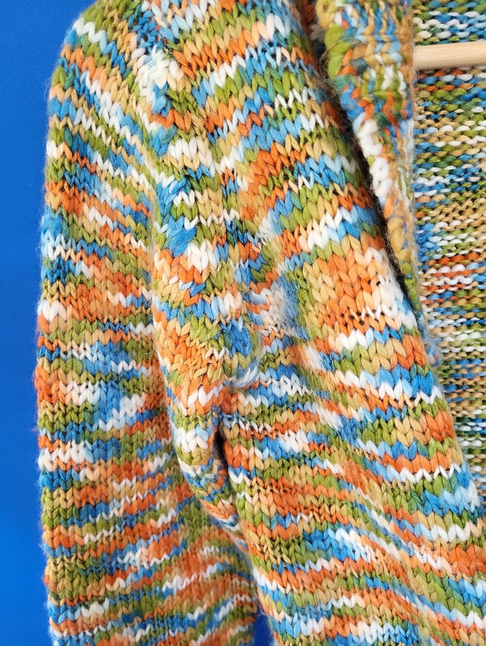 Cardigan Open Front Small Chest 36"Knit Colorful Space Dye Orange - Picture 3 of 8